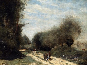 Jean Baptiste Camille Corot Painting - Crecy en Brie Road in the Country plein air Romanticism Jean Baptiste Camille Corot